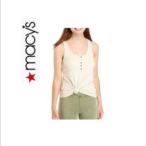 Henley Heather Button Front Tank